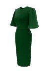 Green Bodycon Ruffle Midi Dress for Women