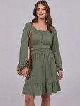 ANRABESS Women's Army Green Lantern Sleeve Dress