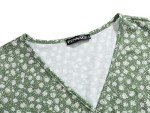 Light Green Floral Wrap V Neck Dress for Women