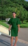Green Bodycon Ruffle Midi Dress for Women