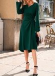 Long Sleeve Ruched A-Line Midi Dress for Women
