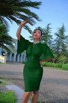 Green Bodycon Ruffle Midi Dress for Women