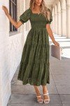 Prettygarden Women's Floral Midi Dress - Army Green