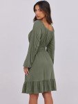 ANRABESS Women's Army Green Lantern Sleeve Dress