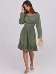 ANRABESS Women's Army Green Lantern Sleeve Dress