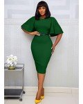 Green Bodycon Ruffle Midi Dress for Women