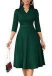 Pine Green Fit and Flare Dress for Women