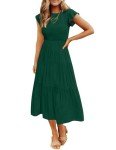 ZESICA Women's Casual Flutter Sleeve Midi Dress