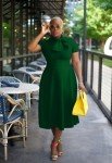 Elegant Green A-Line Dress with Pockets for Women
