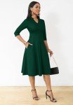Pine Green Fit and Flare Dress for Women