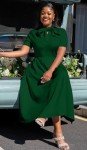 Elegant Green A-Line Dress with Pockets for Women