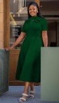 Elegant Green A-Line Dress with Pockets for Women