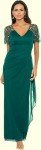 Emerald Green Beaded Sleeve Ruched Gown 14