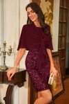Wine Red Sequin Dress for Mother of the Bride
