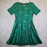 Emerald Green Lace Midi Dress for Women