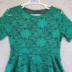 Emerald Green Lace Midi Dress for Women