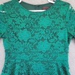 Emerald Green Lace Midi Dress for Women