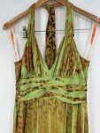 Vintage 2000s Green Cheetah Halter Maxi Dress