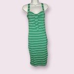 Green Striped Spaghetti Strap Bodycon Dress, Size M