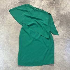 Carmen Marc Valvo Green One Shoulder Dress