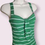 Green Striped Spaghetti Strap Bodycon Dress, Size M