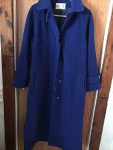 Women's Royal Blue Wool Blend Long Coat L XL