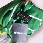 Green Striped Spaghetti Strap Bodycon Dress, Size M