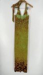Vintage 2000s Green Cheetah Halter Maxi Dress