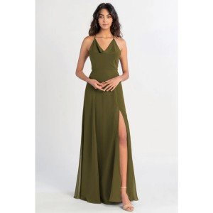 Jenny Yoo Lissa Long Olive Green Dress for Weddings