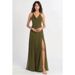 Jenny Yoo Lissa Long Olive Green Dress for Weddings