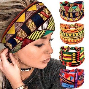 SAWINDA Boho Elastic Headbands for Women (Set of 4)