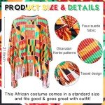 Hicarer 7-Piece African Print Poncho & Jewelry Set