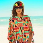 Hicarer 7-Piece African Print Poncho & Jewelry Set