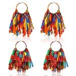 African Fabric Tassel Hoop Earrings Set for Women