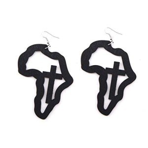 Afrocentric Africa Map Wood Dangle Earrings