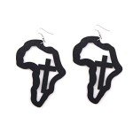 Afrocentric Africa Map Wood Dangle Earrings