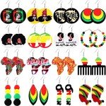 16 Pairs Juneteenth Map Round African Earrings