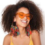 African Fabric Tassel Hoop Earrings Set for Women
