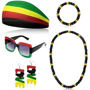 Rasta Jewelry Set: Headband, Earrings, Sunglasses & More