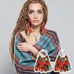 African Fabric Tassel Hoop Earrings Set for Women