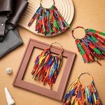 African Fabric Tassel Hoop Earrings Set for Women