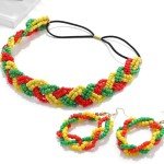 Multicolor Bead Headband and Earrings Set