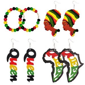 Juneteenth African Map Dangle Earrings for Women