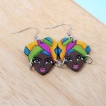Handmade Wooden African Woman Earrings for Juneteenth