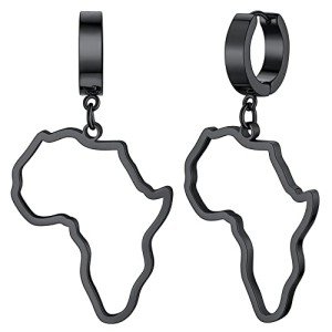 FaithHeart Black Africa Shaped Drop Earrings
