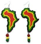 Rasta One Love Africa Map Dangle Earrings