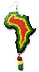 Rasta One Love Africa Map Dangle Earrings
