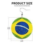 Brazil Flag Round Leather Earrings for Soccer Fans