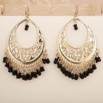 Boho Black Tassel Dangle Hoop Earrings for Women