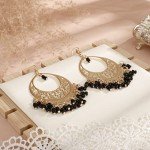 Boho Black Tassel Dangle Hoop Earrings for Women